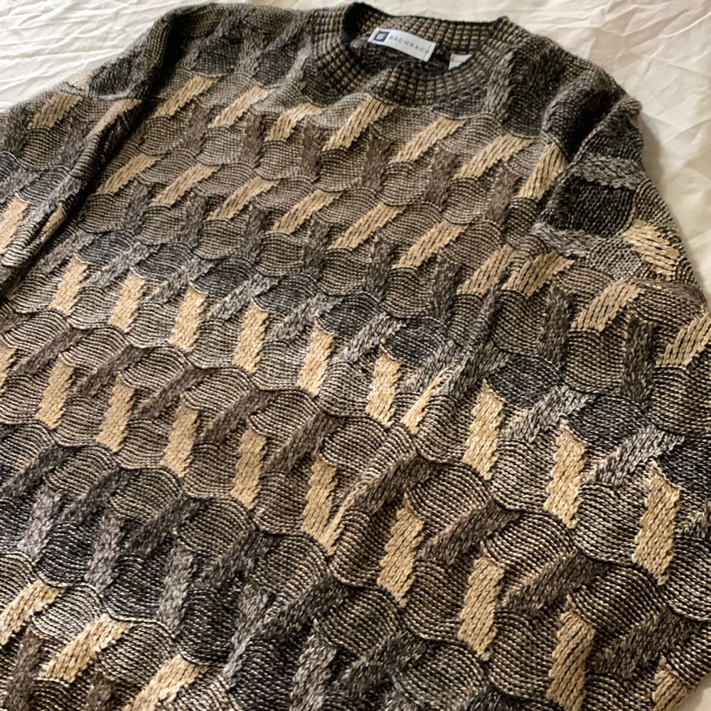 VINTAGE BACHRACH XL BLACK, TAN & BROWN 90’s STYLE COOGI SWEATSHIRT